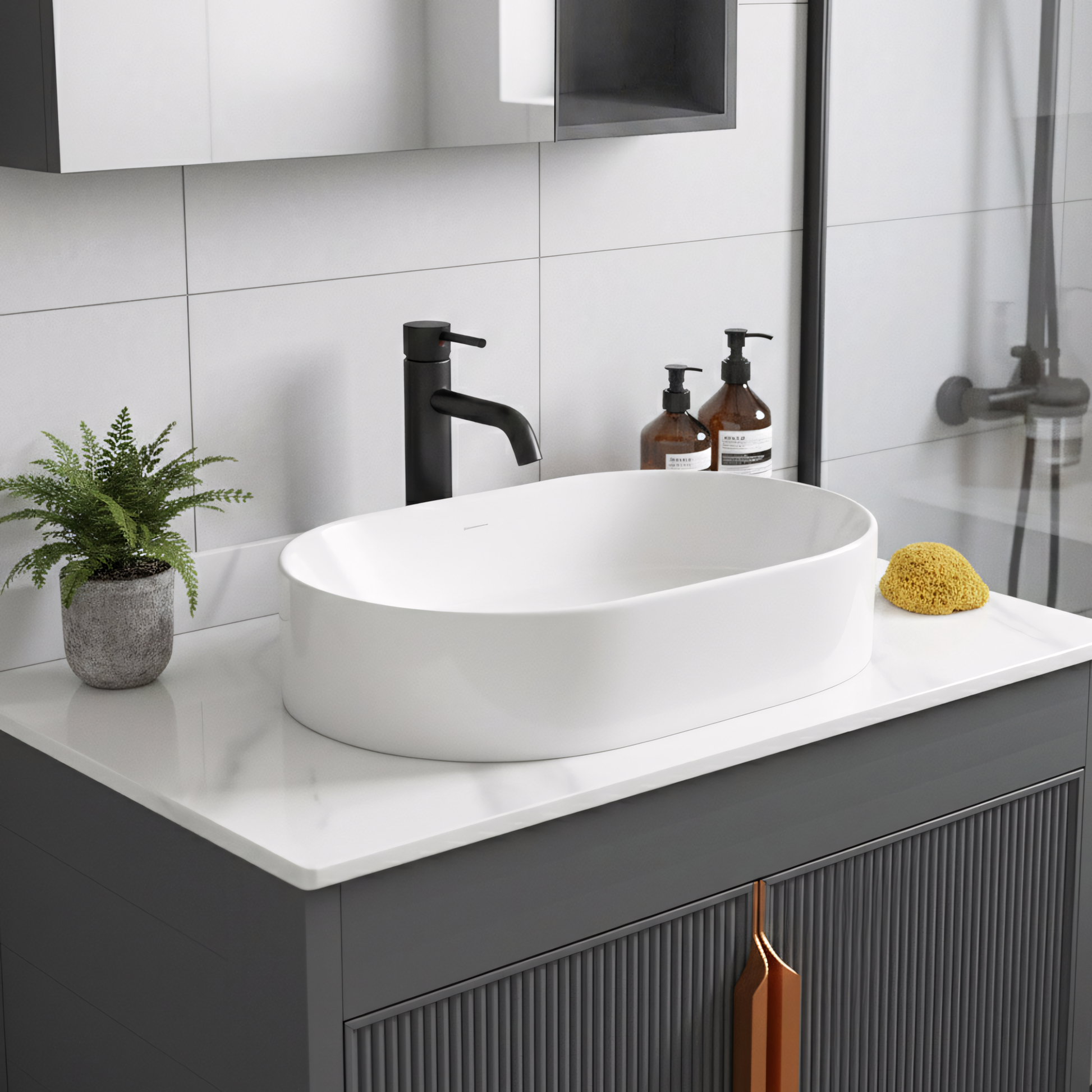 Комплект мебели для ванной с столешницей Modo 60cm Grey  4