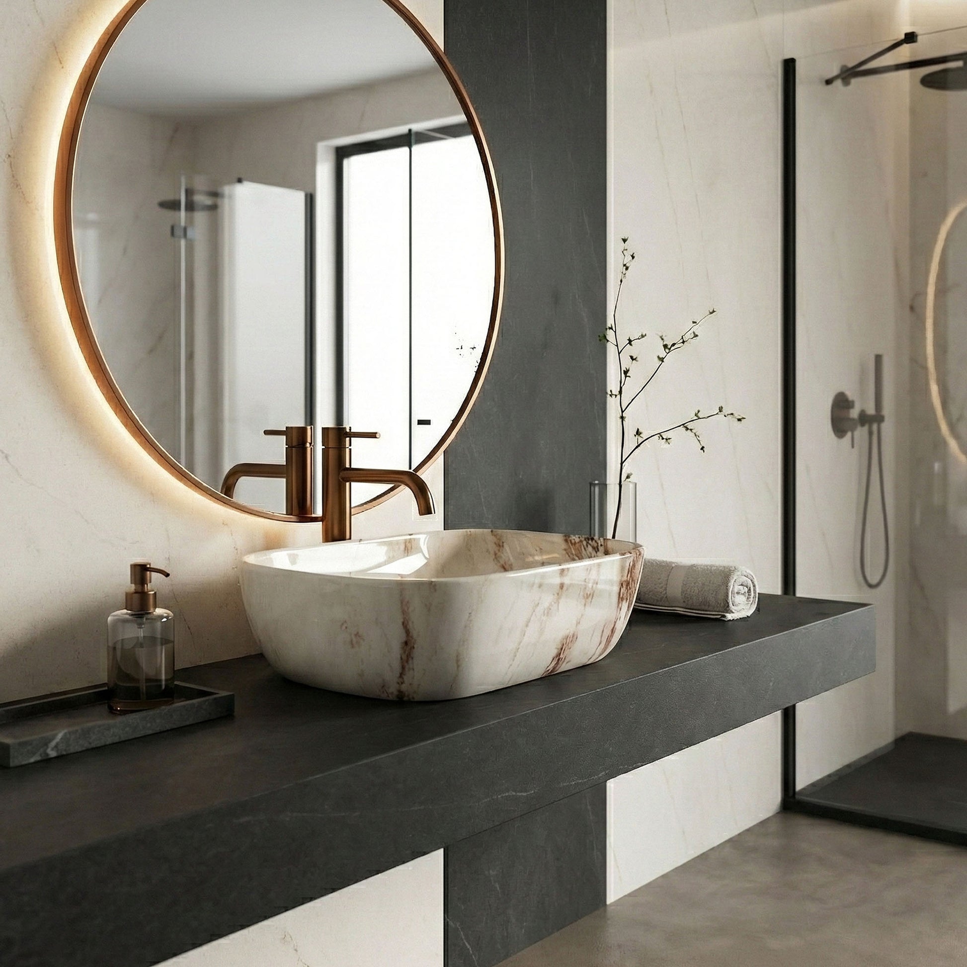 Aufsatzwaschbecken Rea Belinda Marrone Marrone Shiny  6