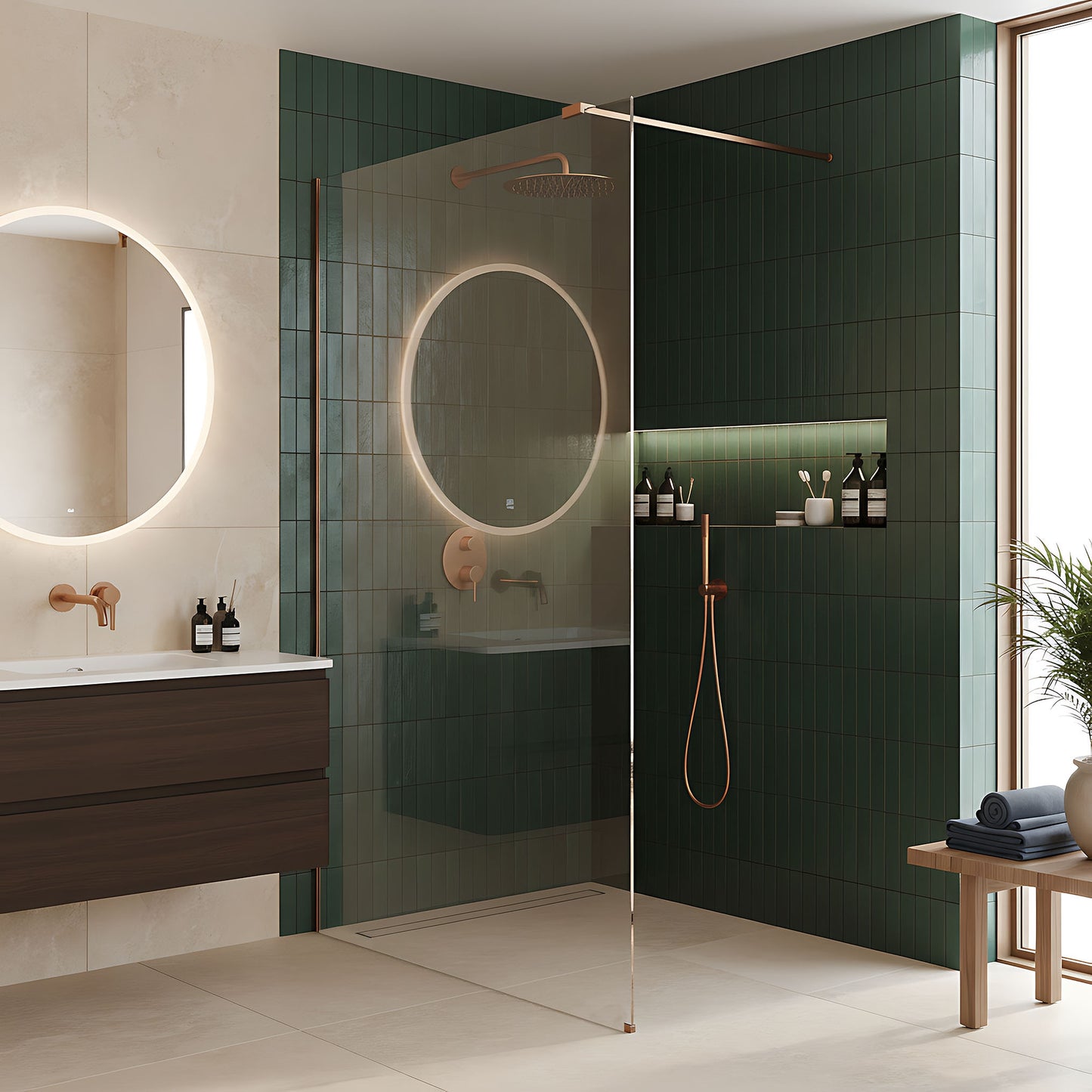 Duschwand Rea Flexi Transparent / Brush Copper 80  6