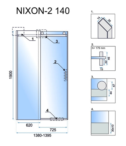 Duschtür Rea Nixon-2 140 rechte 9