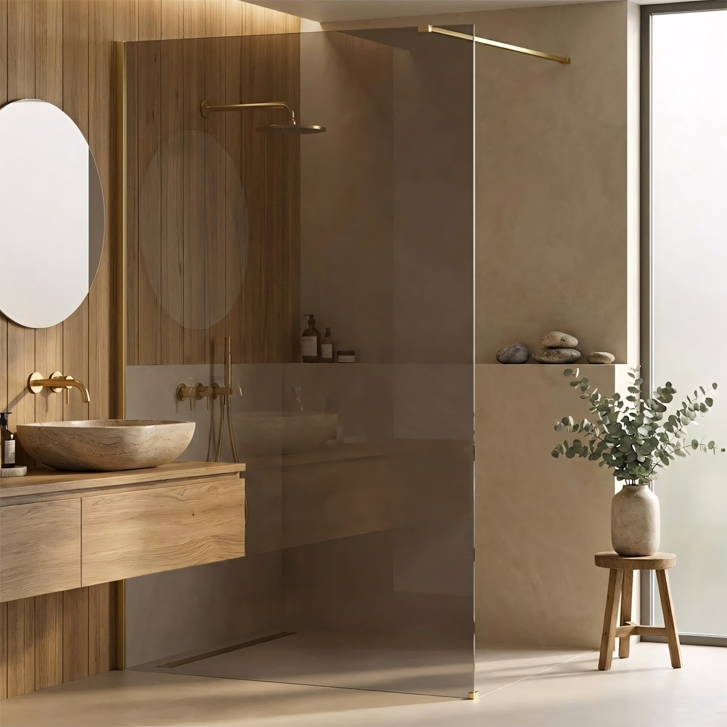 Duschwand Rea Flexi Brown / Brush Gold 130  10