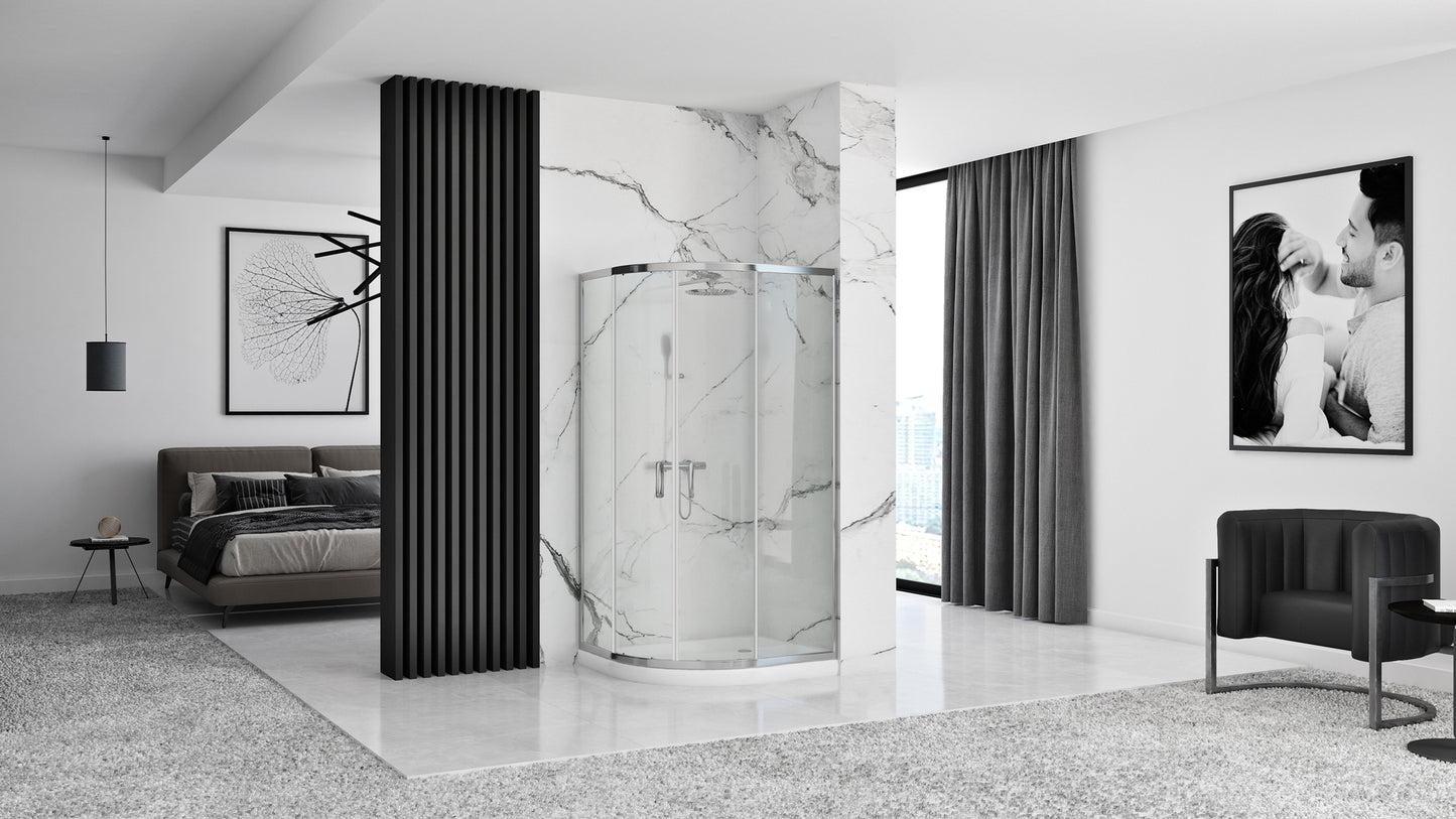 Duschkabine REA Look Chrome 80x80 Mit weißer Duschwanne Look 2