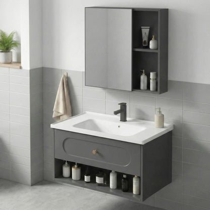 Badezimmermöbel-Set mit Waschbecken River 60cm Grey  3