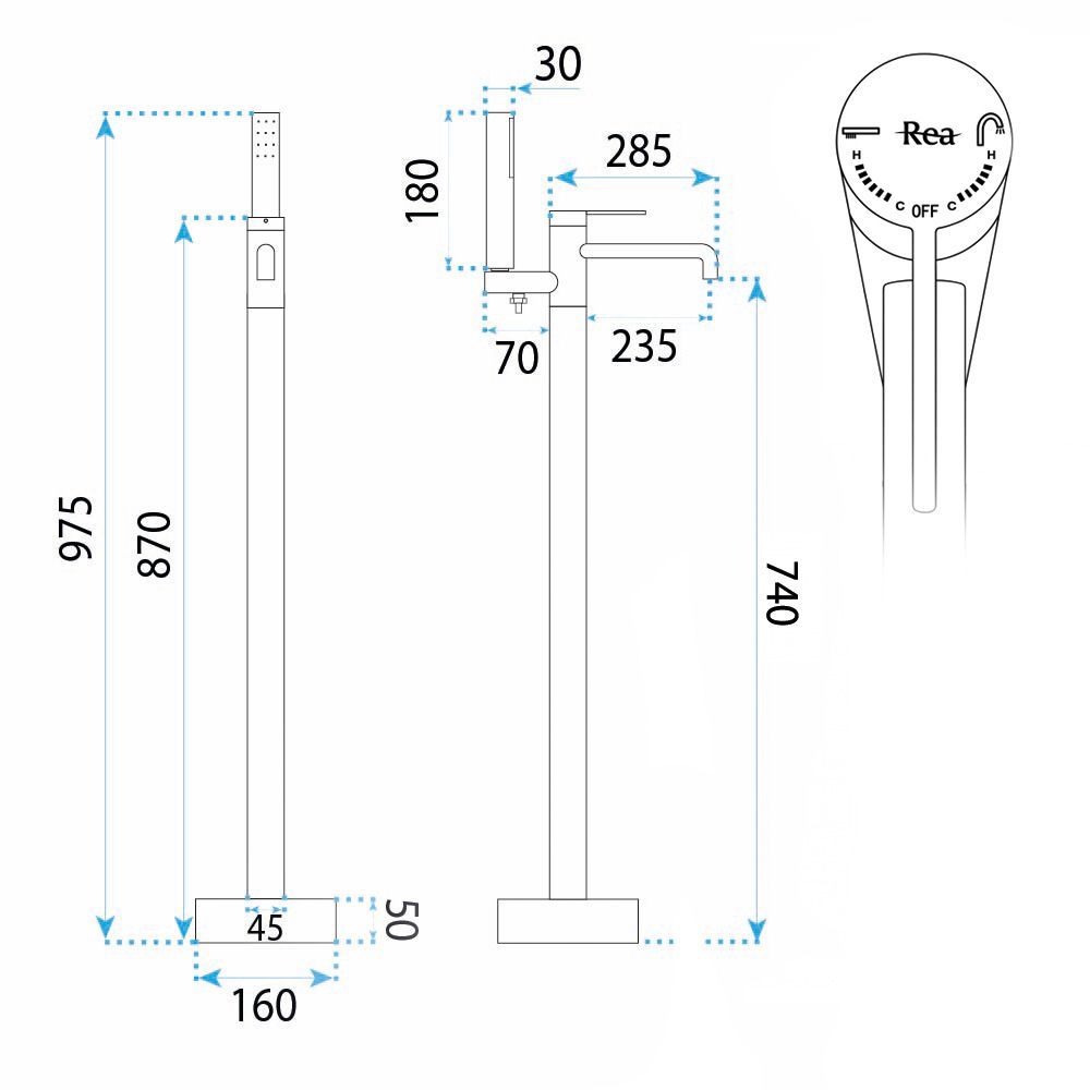 Freistehende Badewannenarmatur Rea Foster Brush Nickel 11