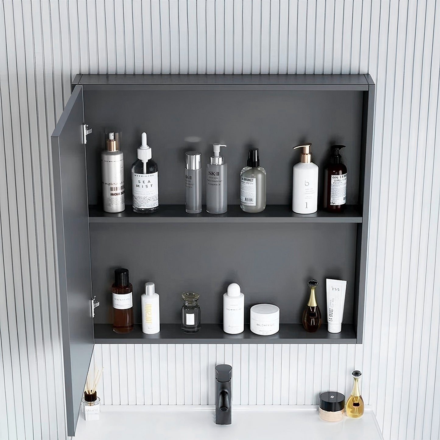Badezimmermöbel-Set mit Waschbecken River 60cm Grey  4