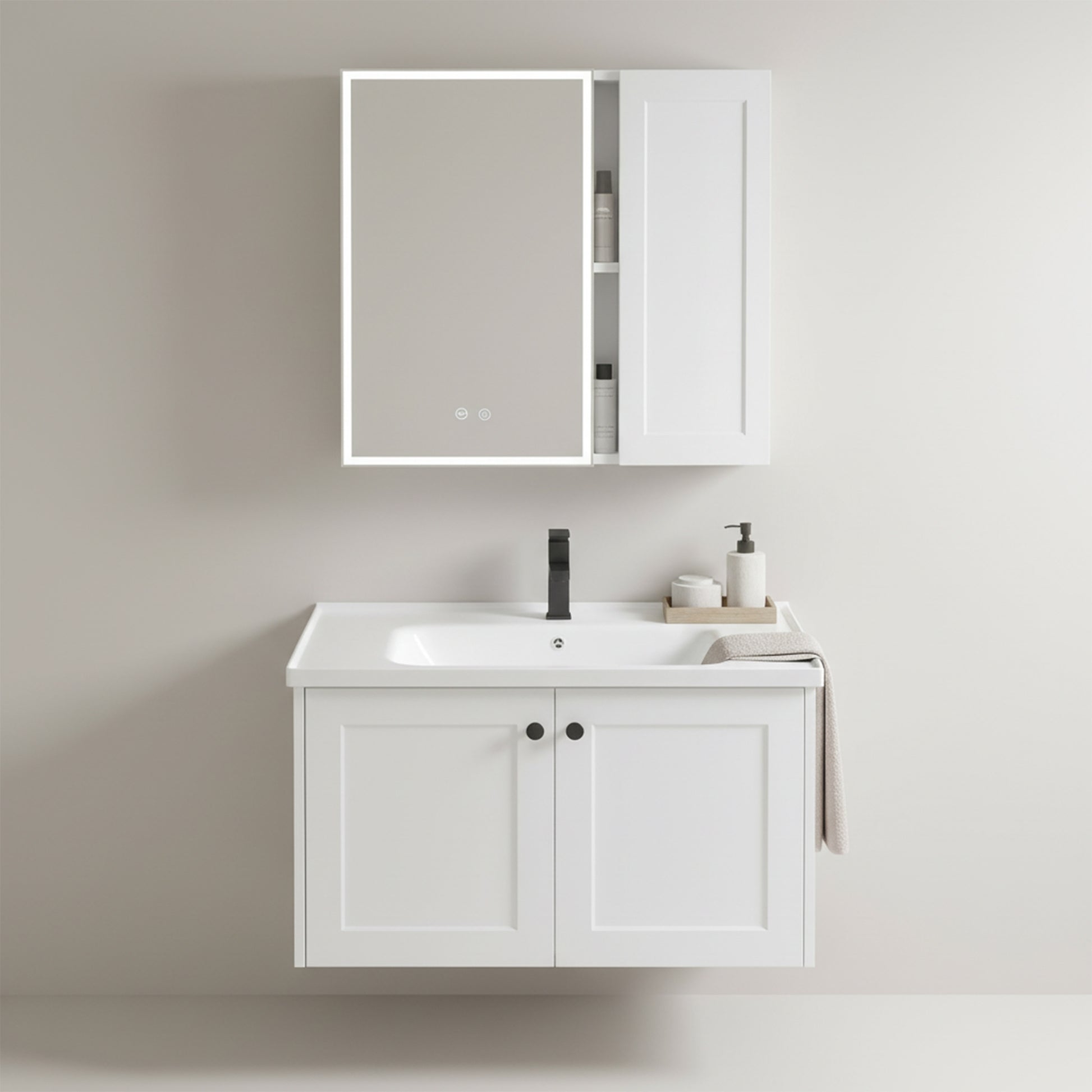 Badezimmermöbel-Set mit Waschbecken Monti 60cm White  1