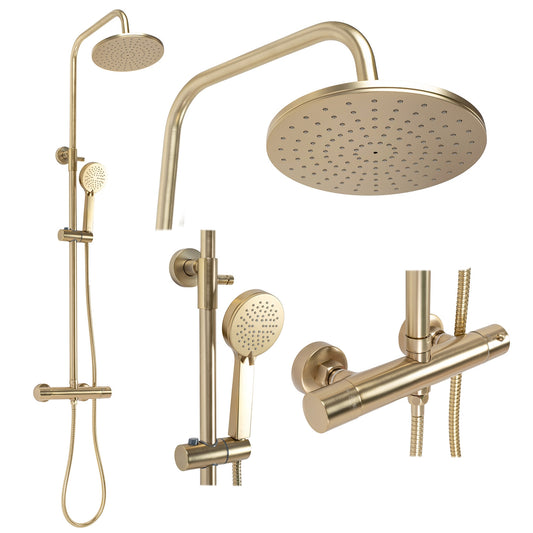 Duschgarnitur mit Thermostat Rea PAROT BRUSHED GOLD  1