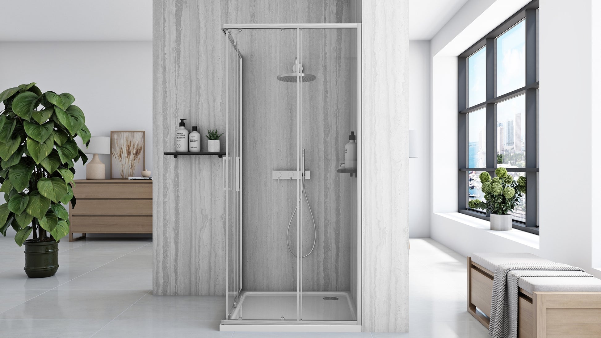 Duschkabine Rea City  90x90 Nickel Brush ohne Duschwanne 3