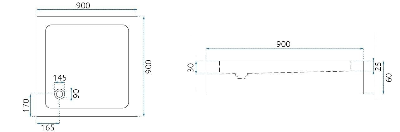 Duschkabine Rea City  90x90 Nickel Brush ohne Duschwanne 7