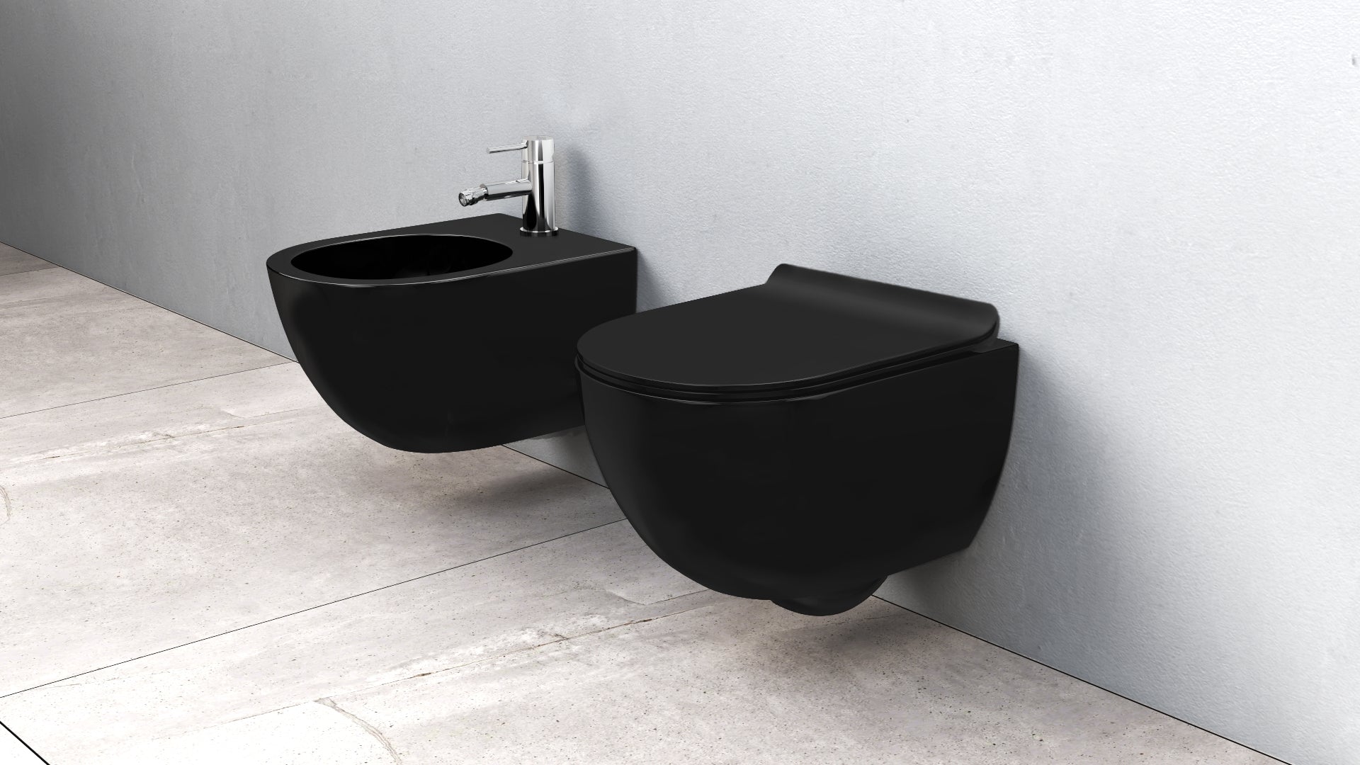 wandhängandes Bidet Carlo Mini black matt  2