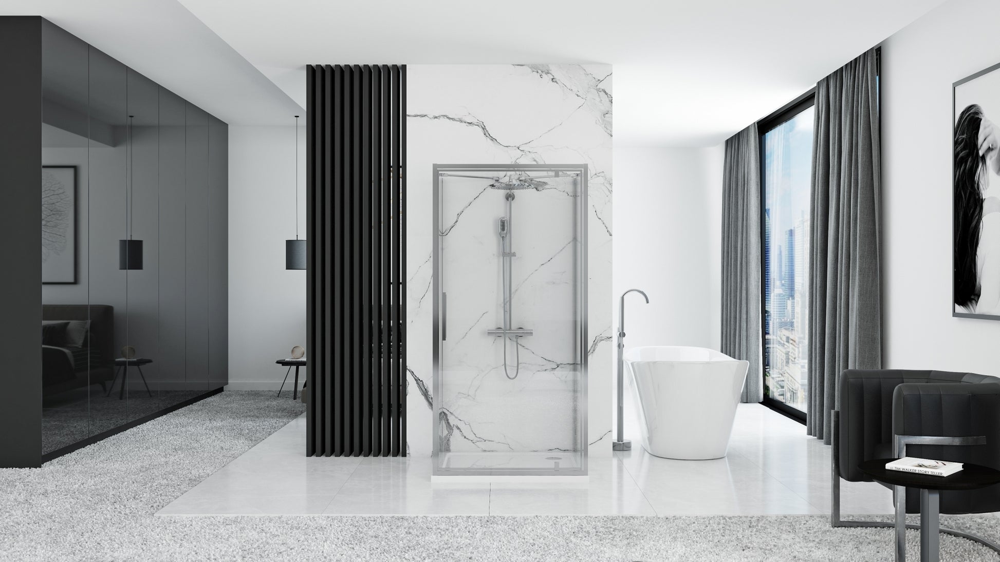Duschkabine REA Rapid Swing Chrome Wandmontage 100 x 100 4