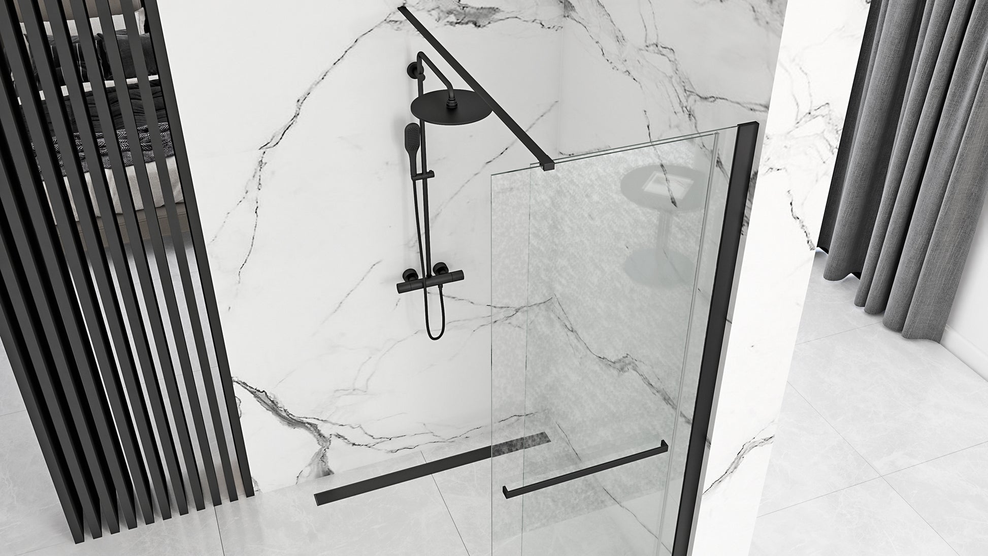 Duschwand Rea Cortis Black 120  2