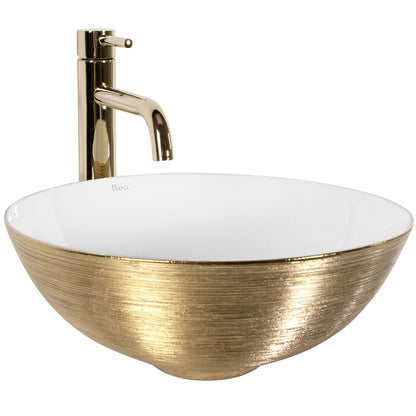 Aufsatzwaschbecken REA STELLA Gold Brush / White 6
