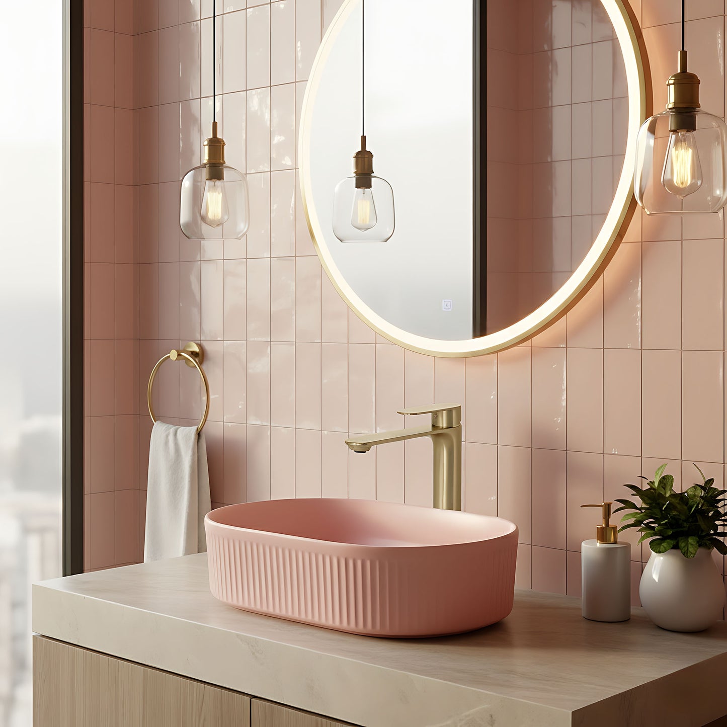 Waschbeckenarmatur Rea Drop Brush Gold High  2