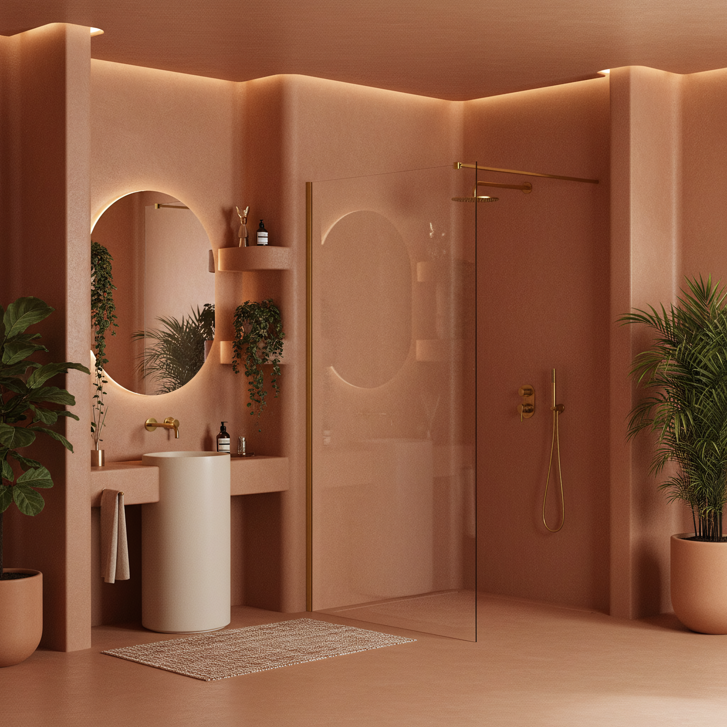 Duschwand Rea Flexi Transparent / Brush Gold 110  7