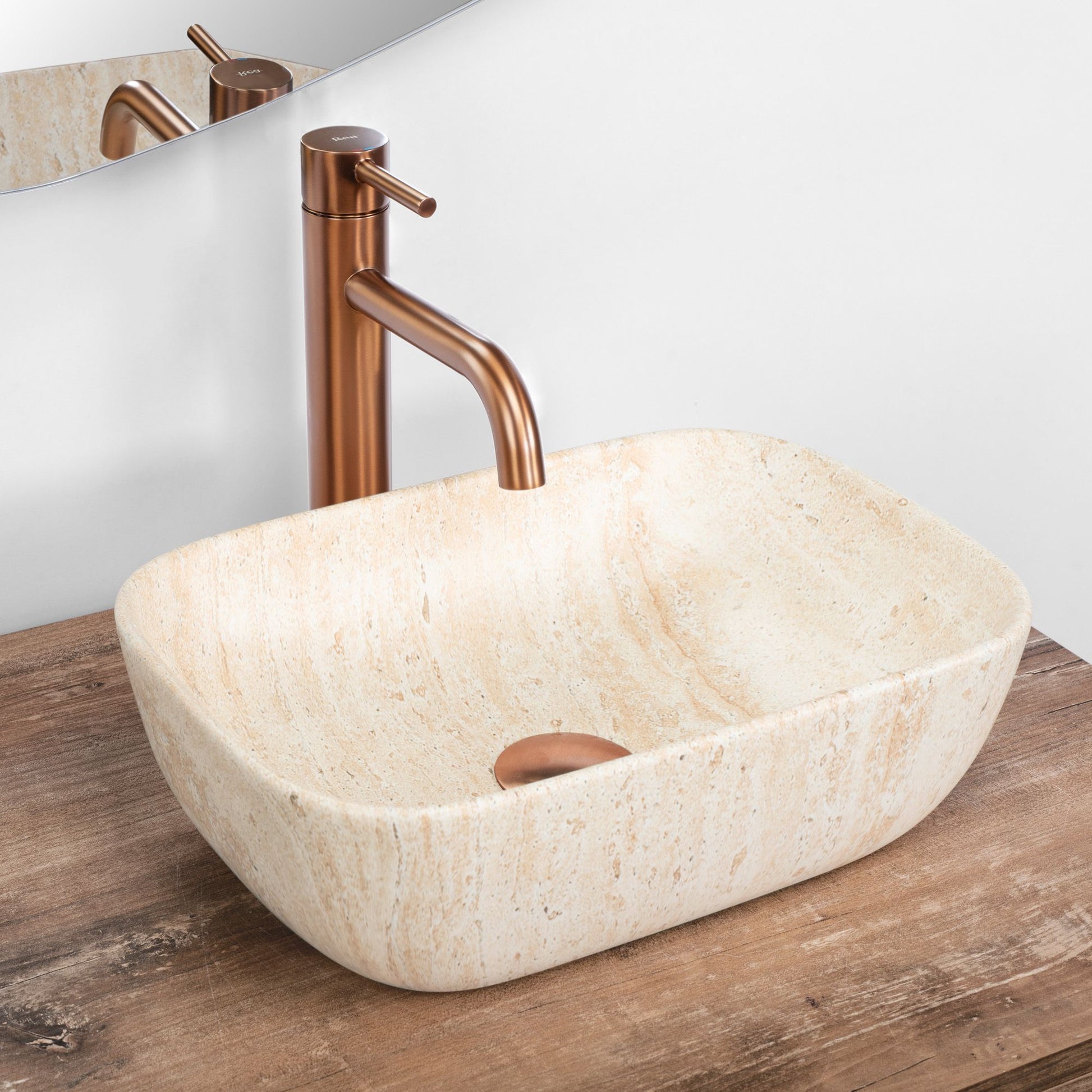 Aufsatzwaschbecken Rea BELINDA MINI TRAVERTINE MATT  2