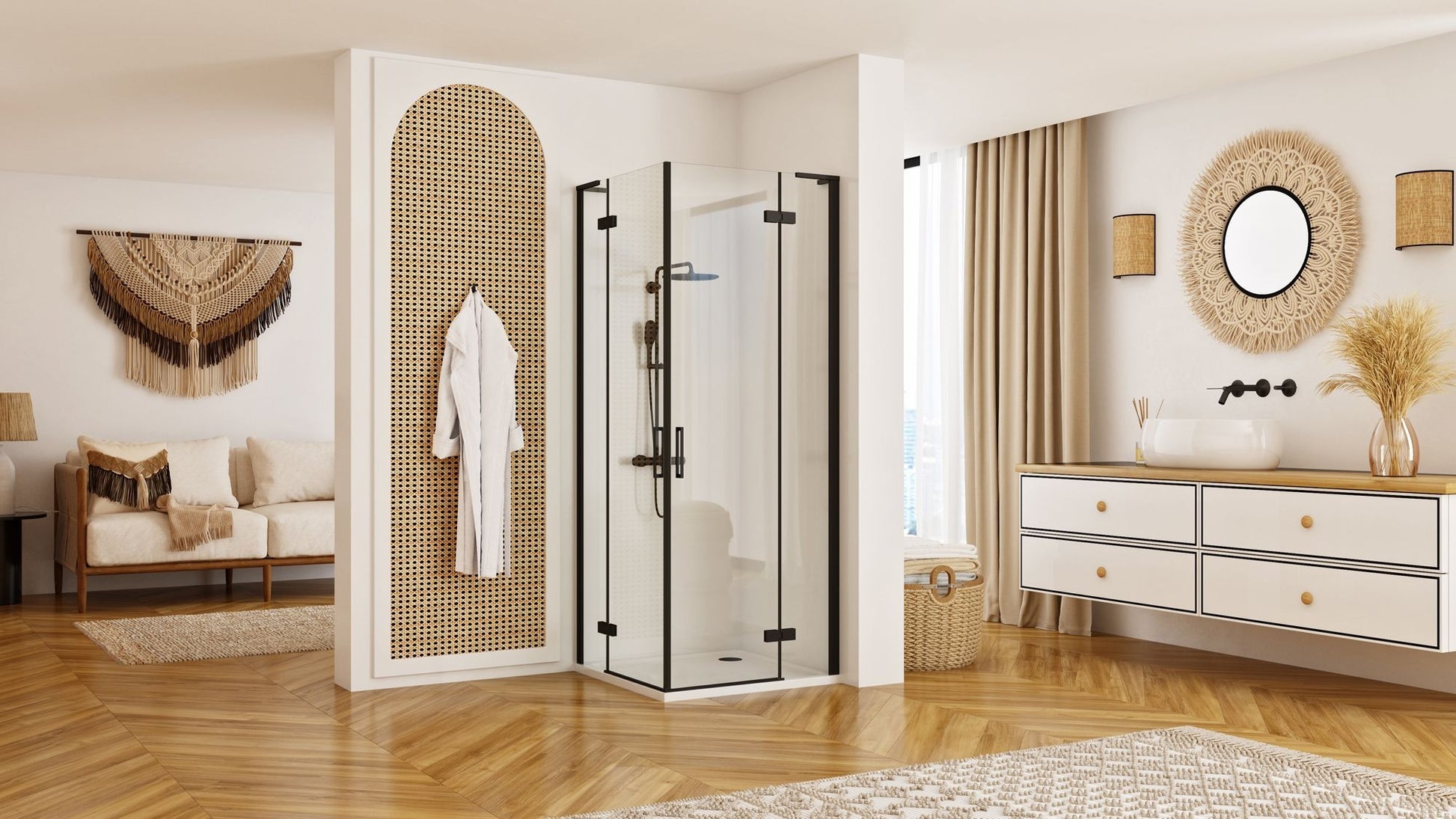 Duschkabine REA Hugo Double Black 90x90  2