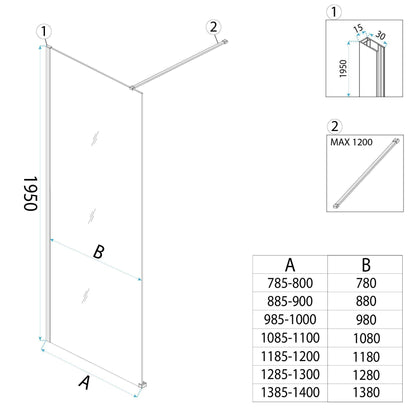 Duschwand Rea Flexi Transparent / Titan 110  9