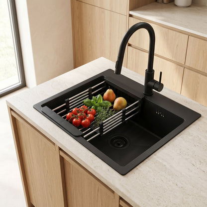 Stahlspüle Mit 3-teiligem Zubehörset REA Leo 50 Black 8
