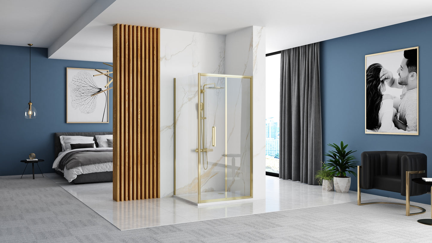 Eckdusche Rapid Fold Gold 90 x 100 3