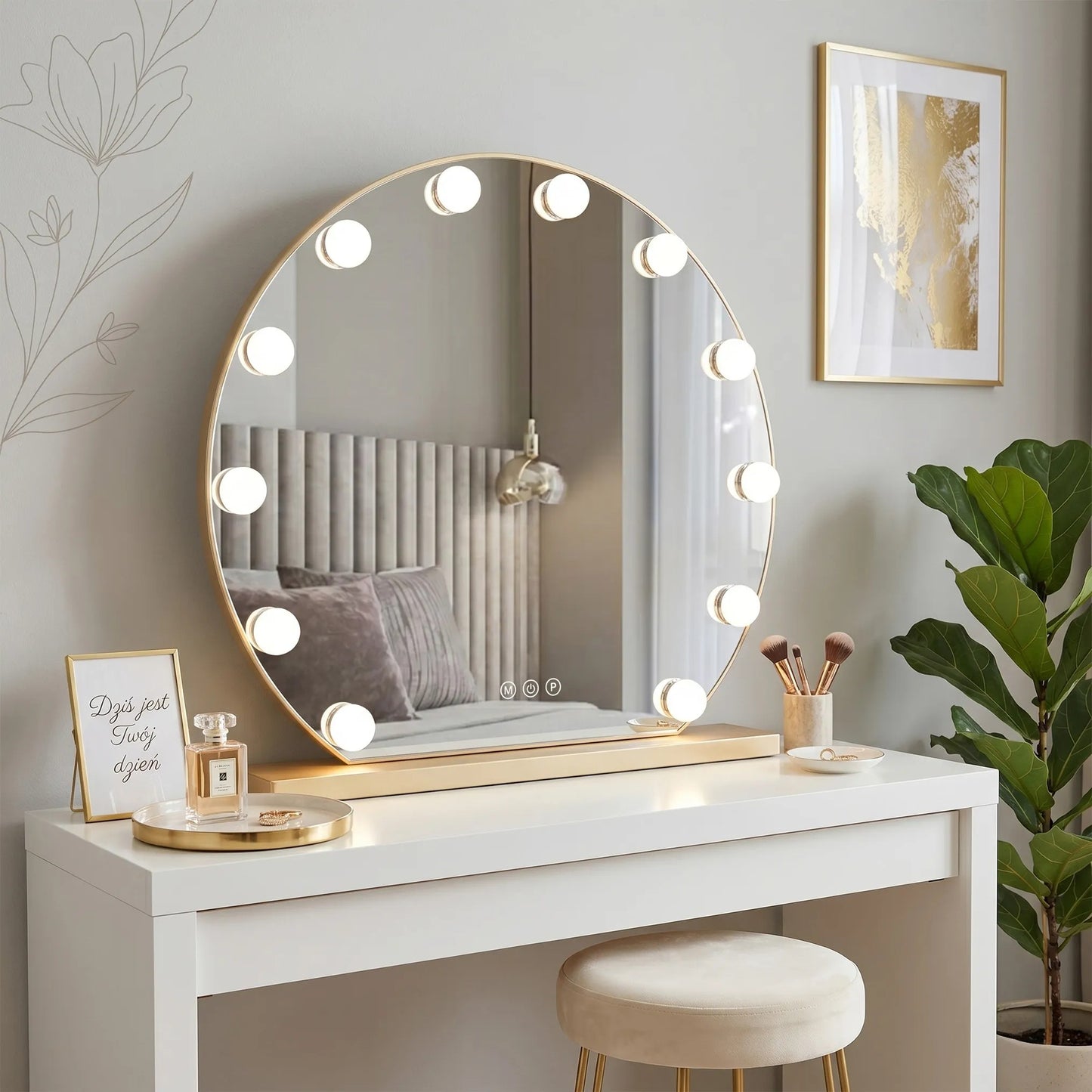 Spiegel LED HOLLYWOOD L. Gold 50 cm  2