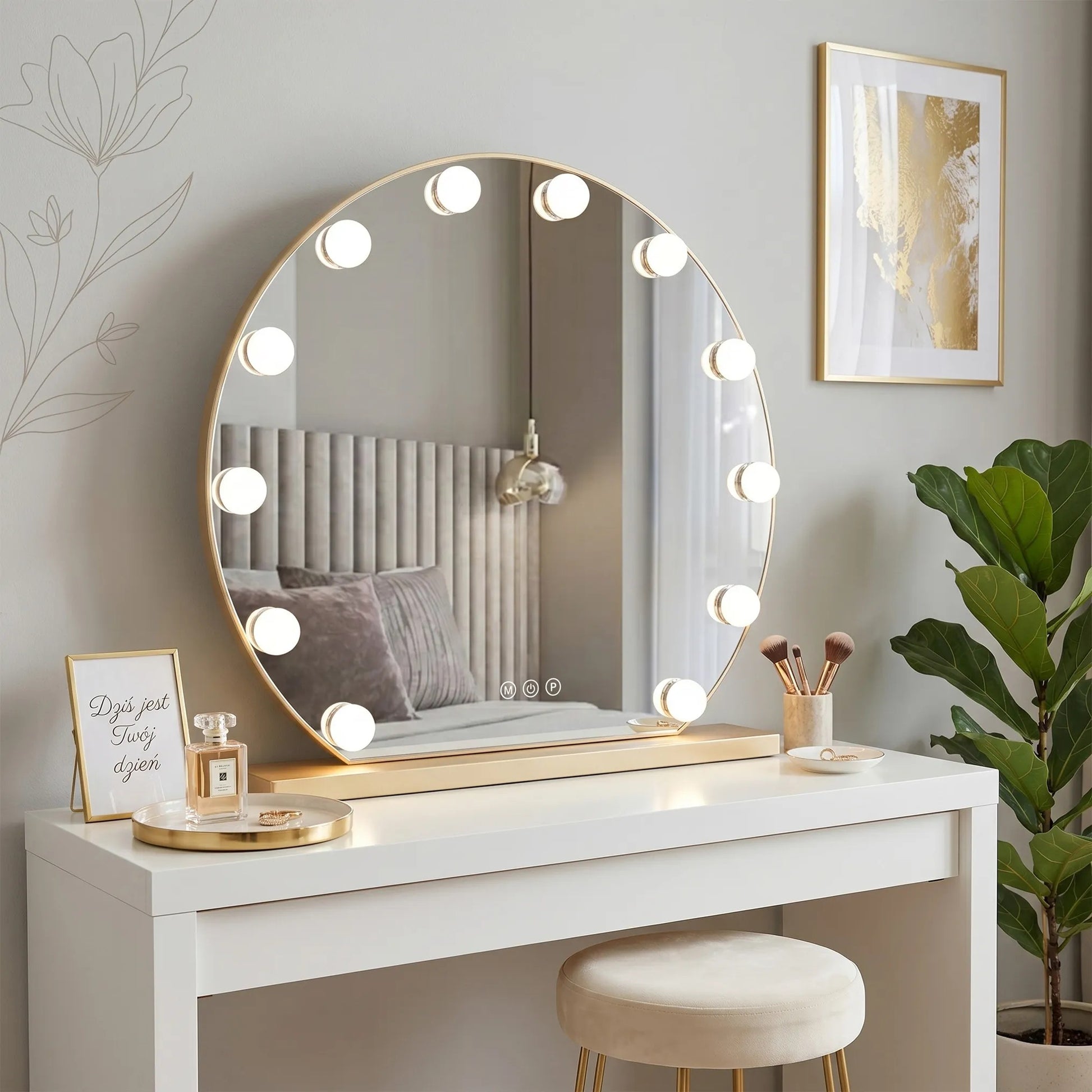 Spiegel LED HOLLYWOOD L. Gold 50 cm  2