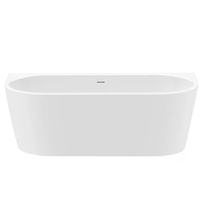 Acryl Wandmontage Badewanne OLIMPIA 150 cm Schwarze Stöpselabdeckung 2