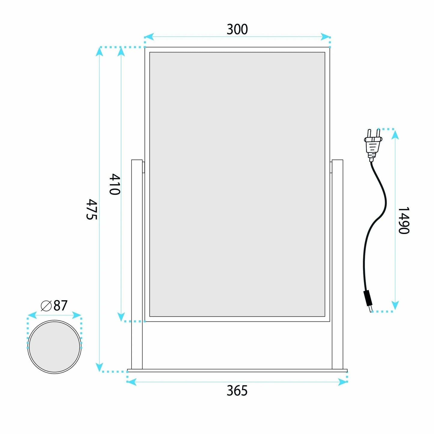Spiegel LED LUMI White 30x40cm  2