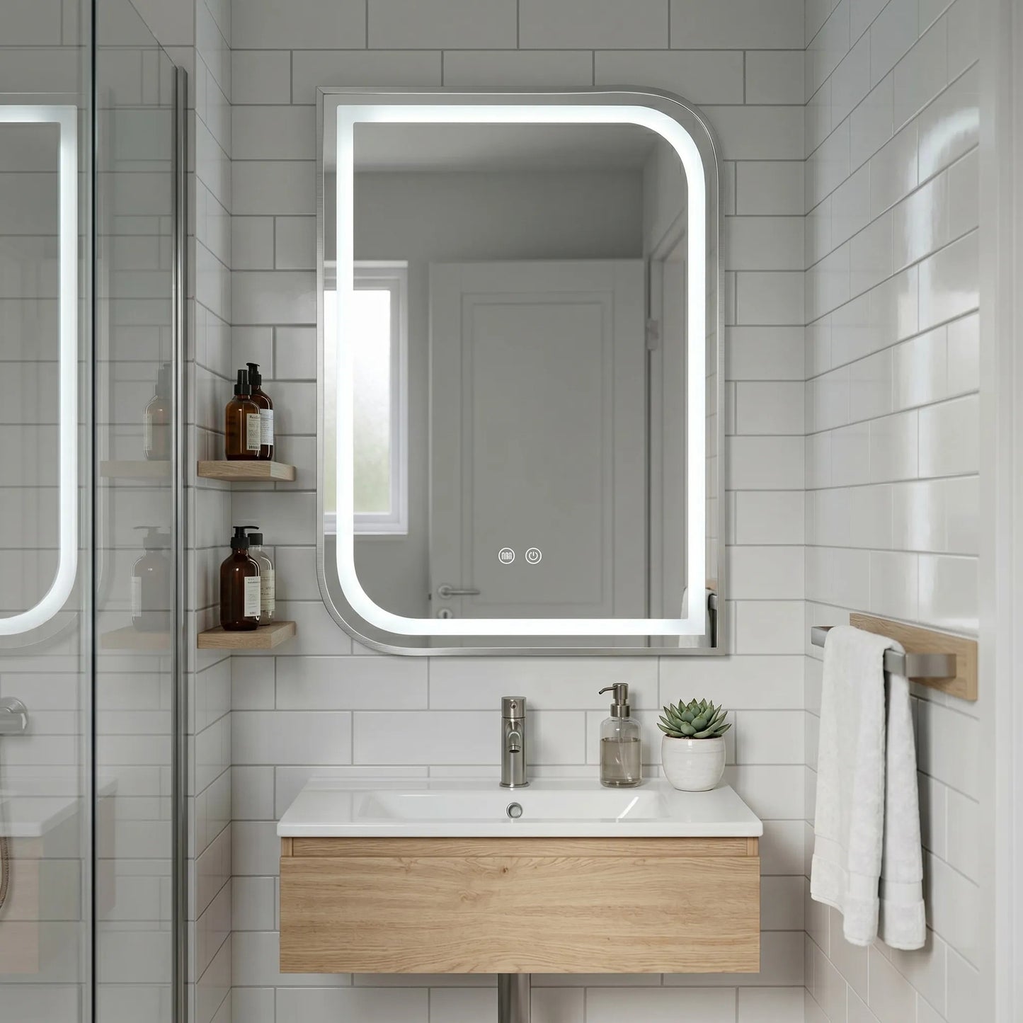 Spiegel LED ZONE 80x60 BRUSH NICKEL  2