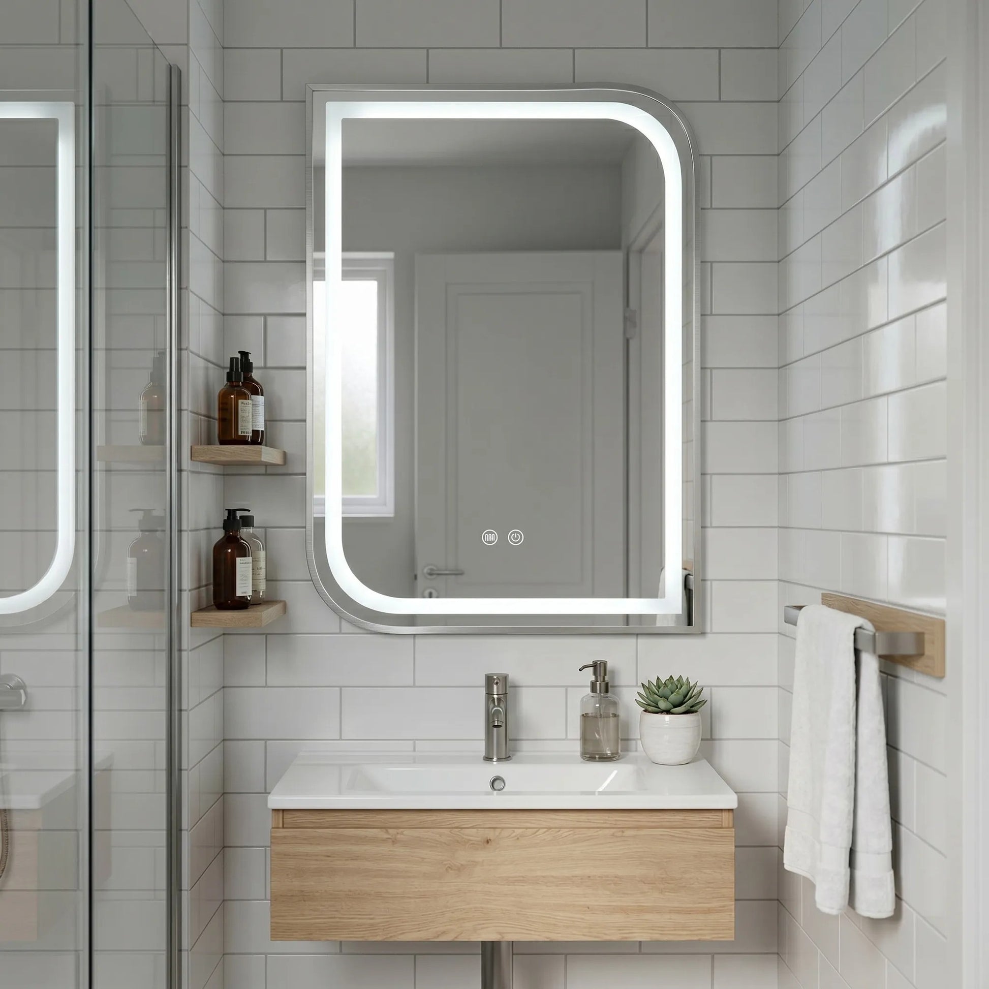 Spiegel LED ZONE 80x60 BRUSH NICKEL  2