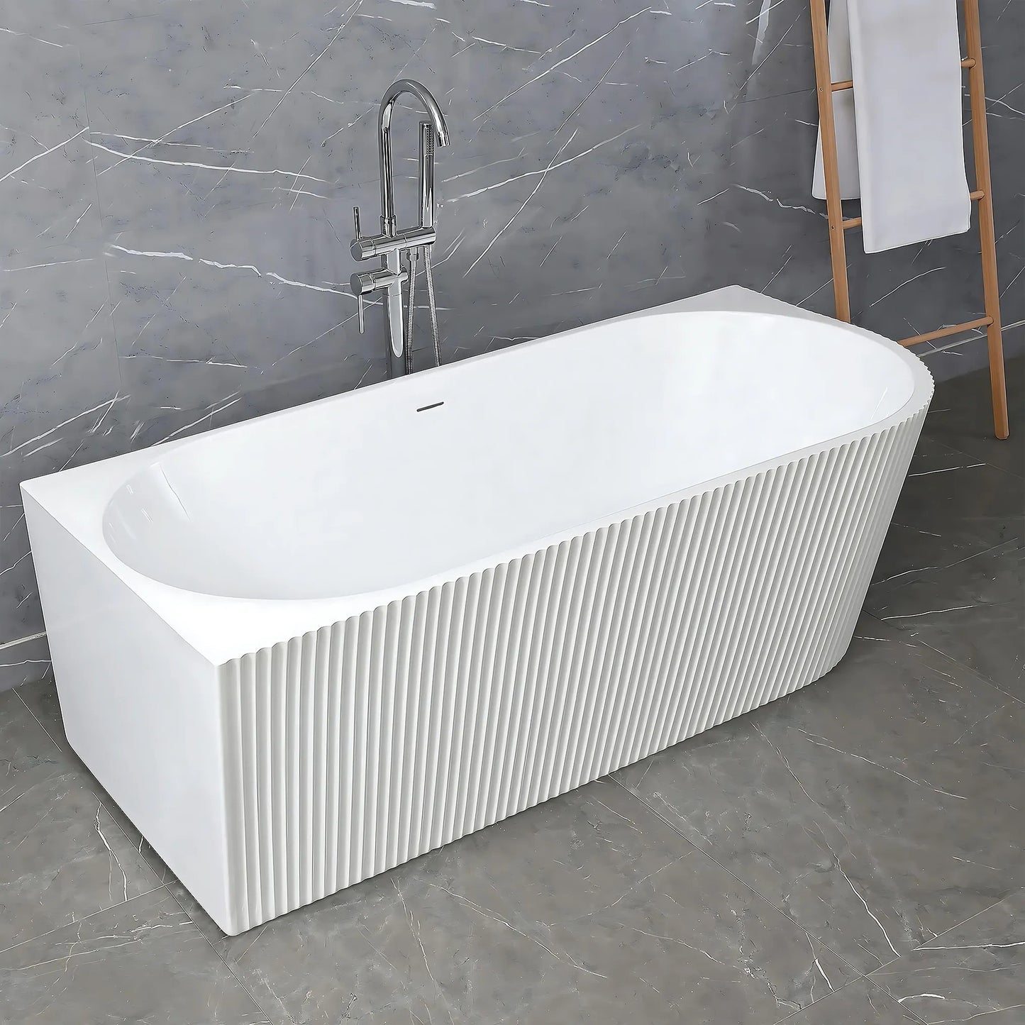 Acryl Eckbadewanne WENUS LEFT 170cm Gebürstete Kupfer Stöpselabdeckung 2
