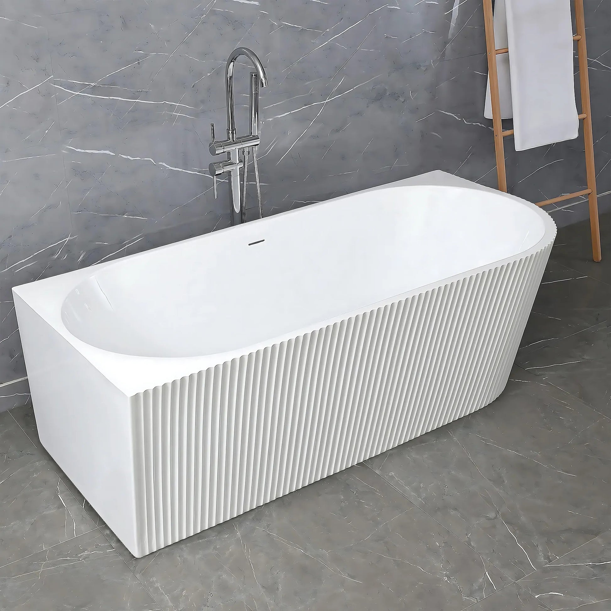 Acryl Eckbadewanne WENUS LEFT 170cm Gebürstete Kupfer Stöpselabdeckung 2