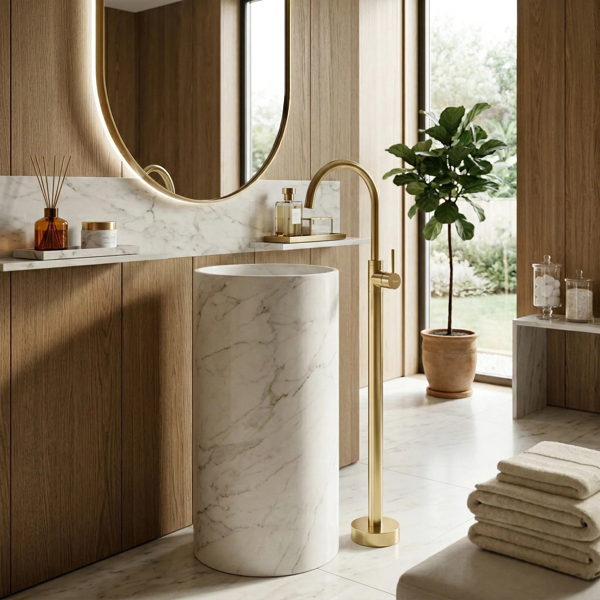 Waschbeckenarmatur freistehend Rea Lungo Gold  2