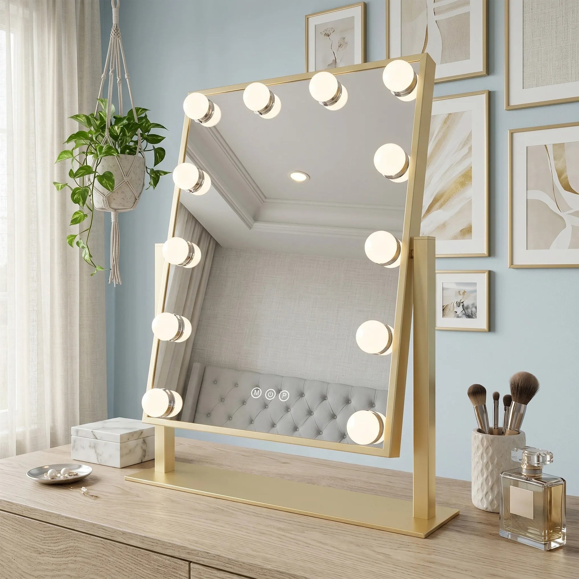 Spiegel LED HOLLYWOOD L.Gold 30x40  2