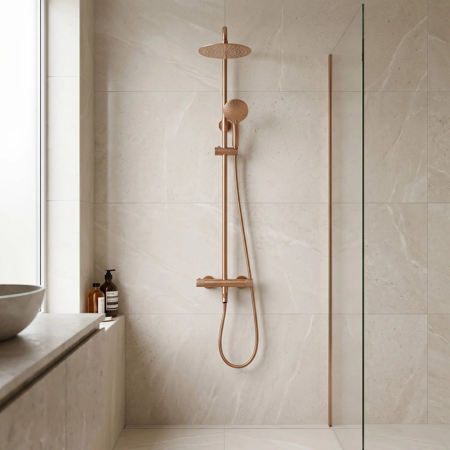 Thermostat Duschset Lungo Diamond Copper Brush  2