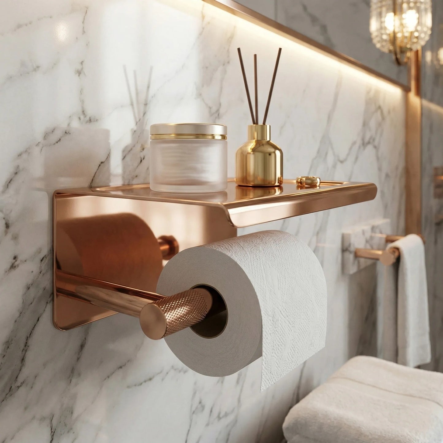 Toilettenpapierhalter mit Ablage 6613 Modern Copper  2