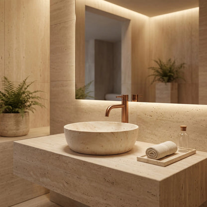 Aufsatzwaschbecken Rea Amelia Travertine Classic 48  2