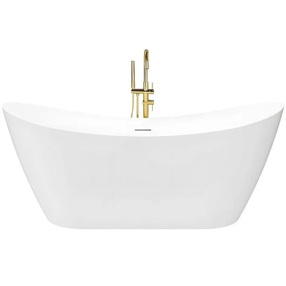 Freistehende Badewanne Rea Ferrano Slim 170 Gebürstete Gold Stöpselabdeckung 2