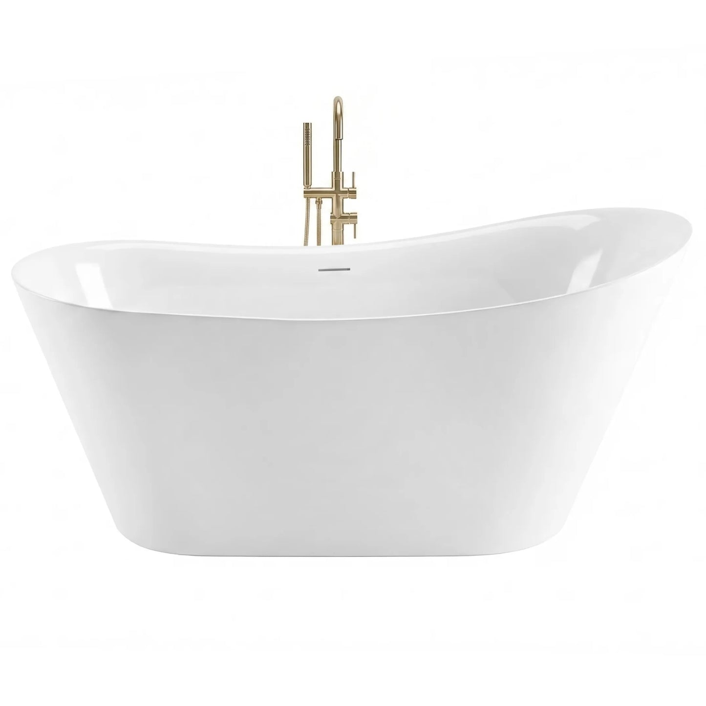 Freistehende Acrylbadewanne Lusso Slim 170 Gebürstete Gold Stöpselabdeckung 2