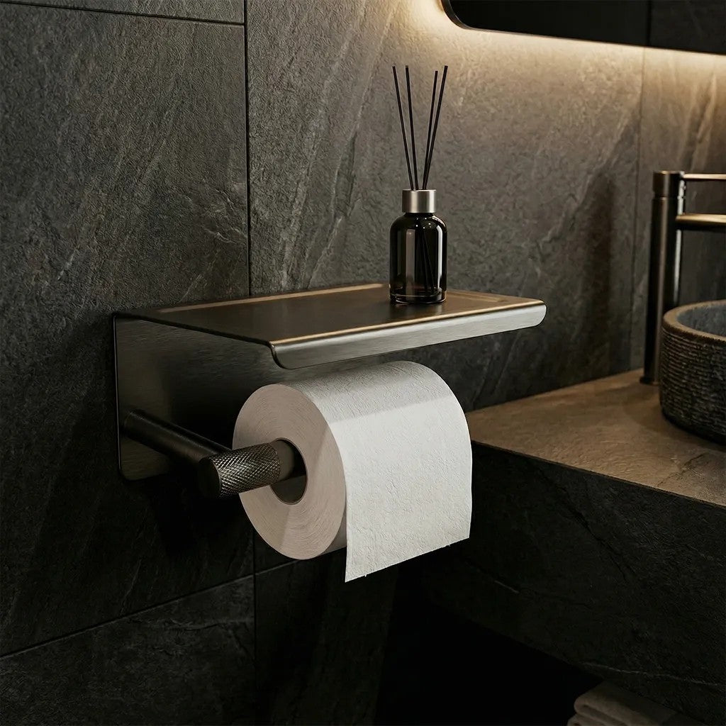Toilettenpapierhalter mit Ablage 6613 Modern Titan  2
