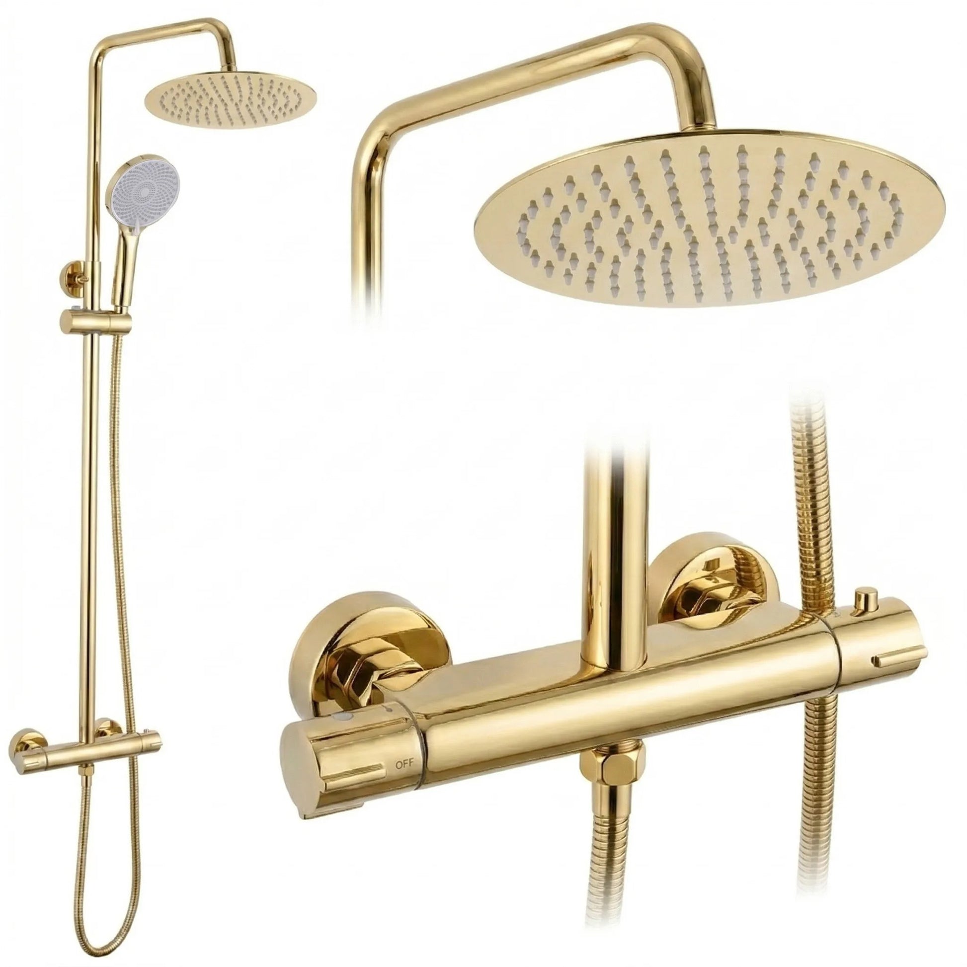 Duschset ohne Auslauf mit Thermostat Rea Lungo Gold  2