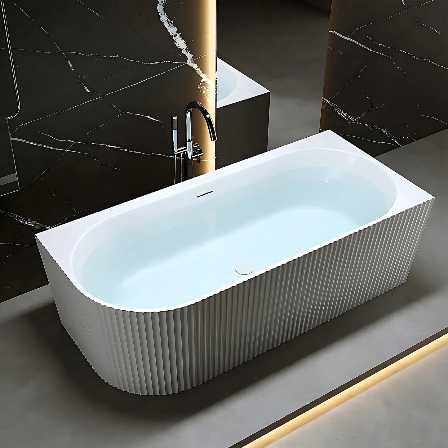Acryl Eckbadewanne WENUS RIGHT 170 Gebürstete Gold Stöpselabdeckung 2