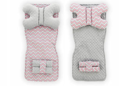 Kinderwagen Sitzeinlage 4in1 Pink/Grey ZigZag 2