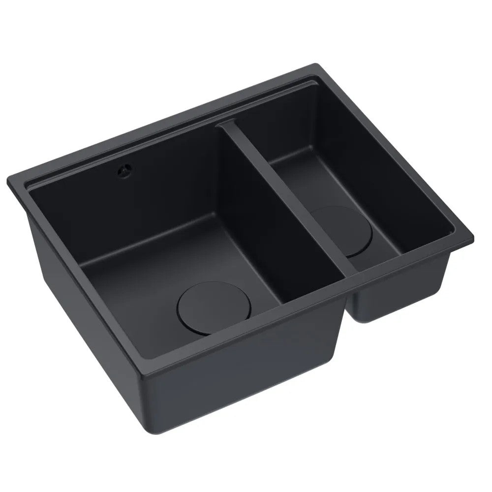 Granitspülbecken Logan 150 Black Stöpsel Schwarz 2