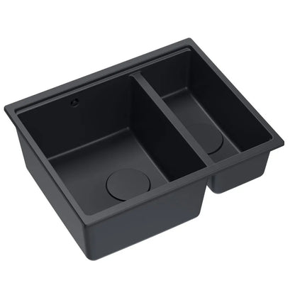 Granitspülbecken Logan 150 Black Stöpsel Schwarz 2