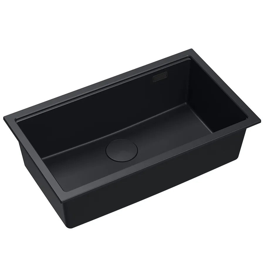 Granitspülbecken Logan 110 Black Stöpsel Schwarz 2