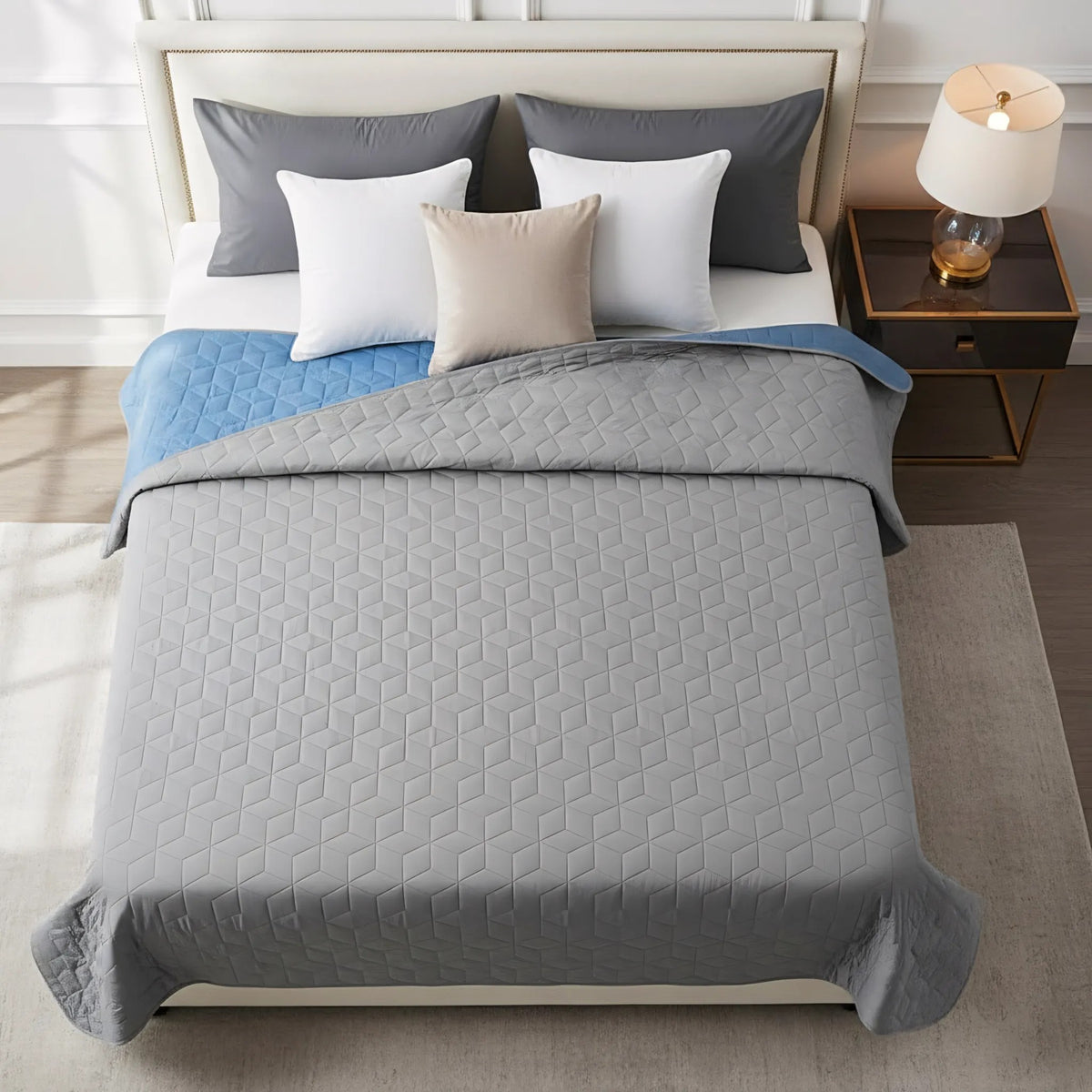 Tagesdecke Diamante L.Grey / Blue 200x220 2