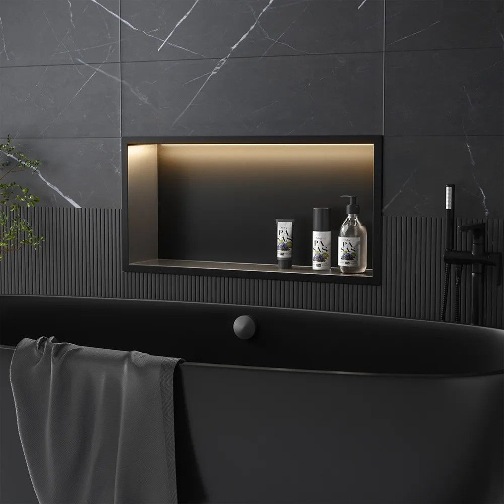 WANDEINBAU-BADEZIMMERREGAL LED 30x60 Black 2
