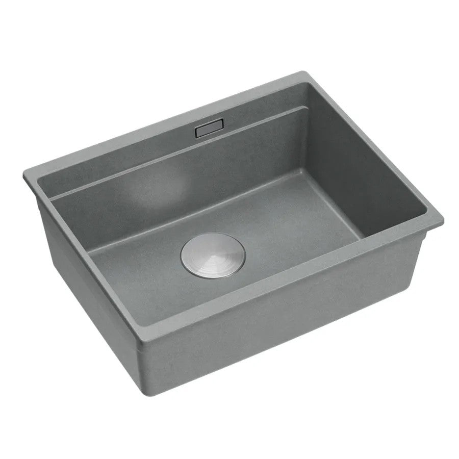 Granitspülbecken Logan 100 Grey Metallic Stöpsel Gold 2