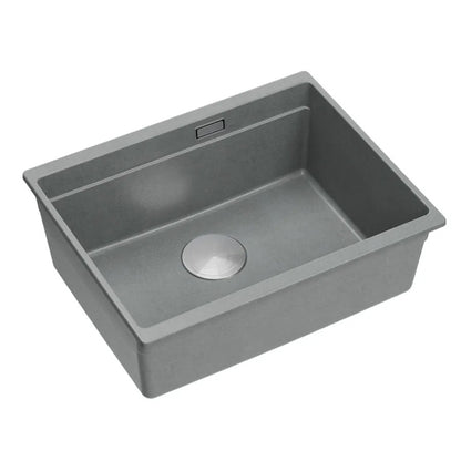 Granitspülbecken Logan 100 Grey Metallic Stöpsel Gold 2